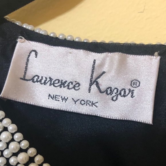 Vintage Laurence Kazar Swirl Pearl Beaded Silk Top - Picture 6 of 11